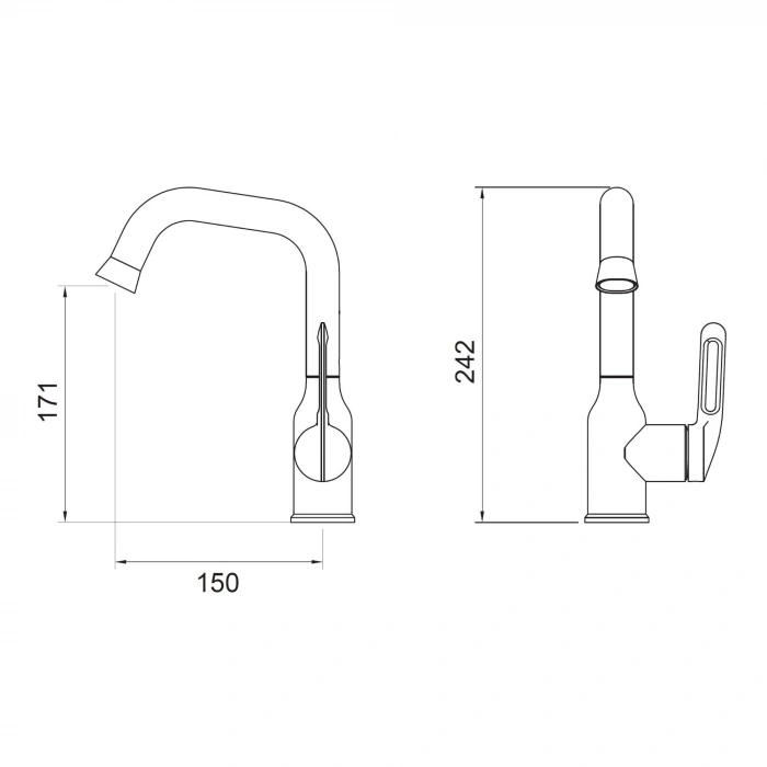 Valtemo VM-1403 - Stello Art Gray Lavabo Bataryası Medium
