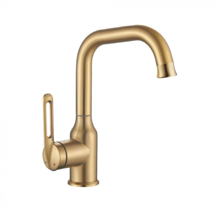 Valtemo VM-1404 - Stello Brushed Gold Lavabo Bataryası Medium