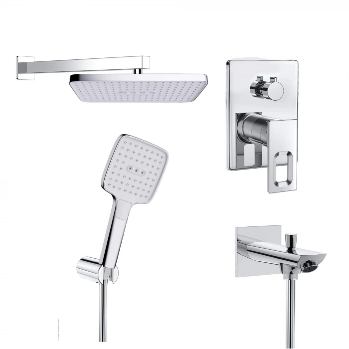 Valtemo VS-4437 - Quatro Krom Pop-Up Ankastre Duş Seti – 2 Yollu