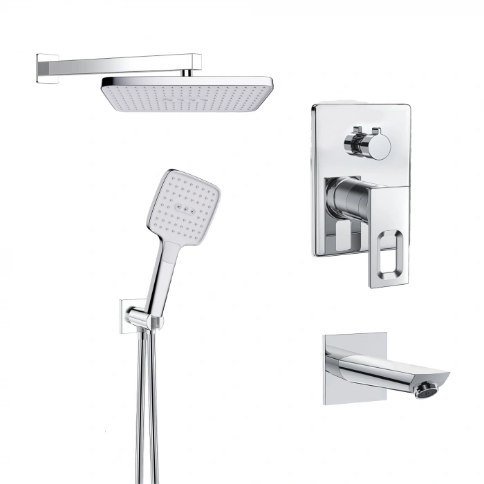 Valtemo VS-4438 - Quatro Krom Ankastre Duş Seti – 3 Yollu