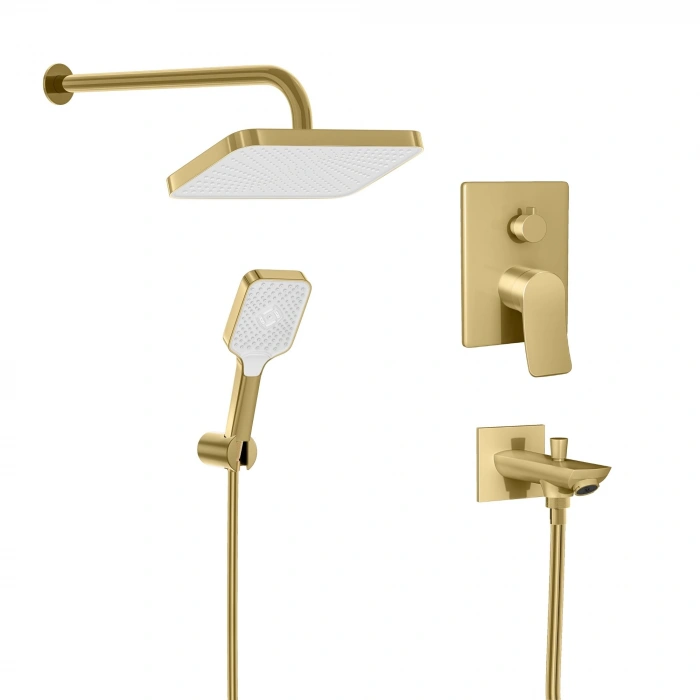 Valtemo VS-4411 - Valero Brushed Gold Pop-Up Ankastre Duş Seti – 2 Yollu