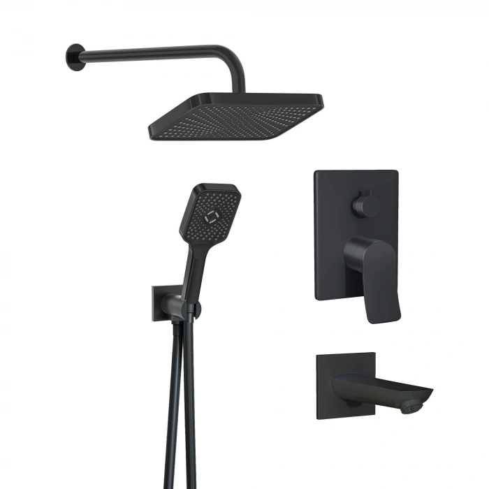 Valtemo VS-4414 - Valero Mat Siyah Ankastre Duş Seti – 3 Yollu