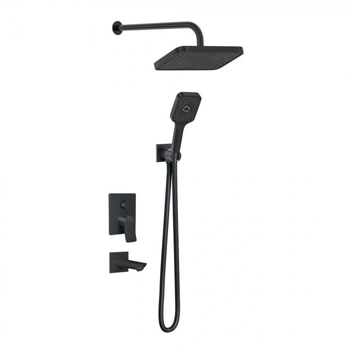 Valtemo VS-4414 - Valero Mat Siyah Ankastre Duş Seti – 3 Yollu