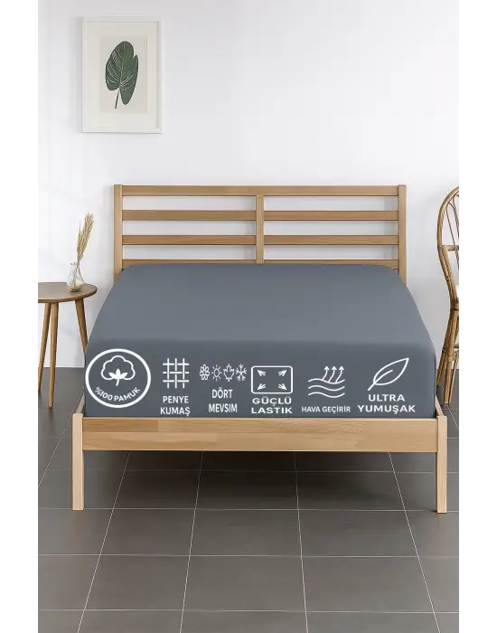 %100 PAMUKLU ÇİFT KİŞİLİK PREMİUM PENYE ÇARŞAF-LASTİKLİ