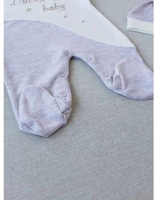 Göz Alıcı Es Çizgi Boy Nakışlı Bebek Tulumu