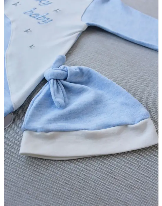 Modern Nakışlı Bebek Tulumu Mavi