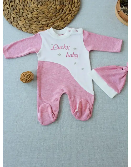 Çarpıcı Nakışlı Bebek Tulumu - Pembe