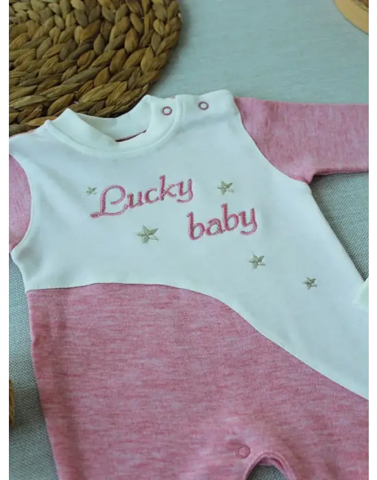 Çarpıcı Nakışlı Bebek Tulumu - Pembe