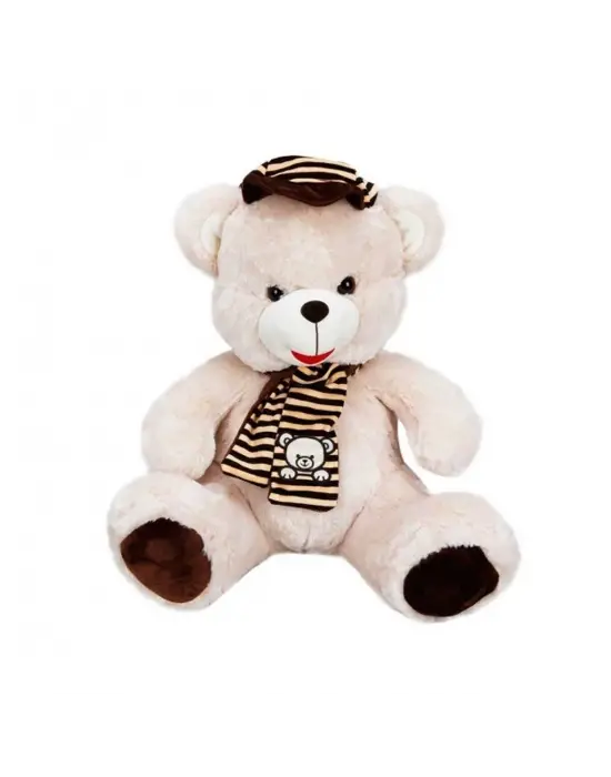 001521 Şapkalı Atkılı Peluş Ayı 50 cm