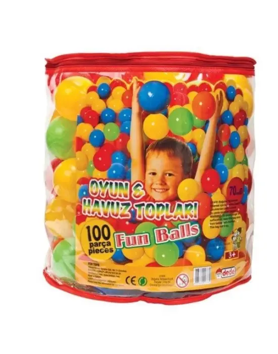 Omarı Renkli Havuz Topları Seti Adet - Fileli 7cm Boy