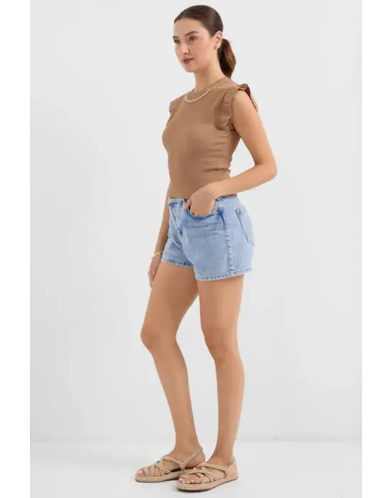 0430 Örme Bluz - Camel