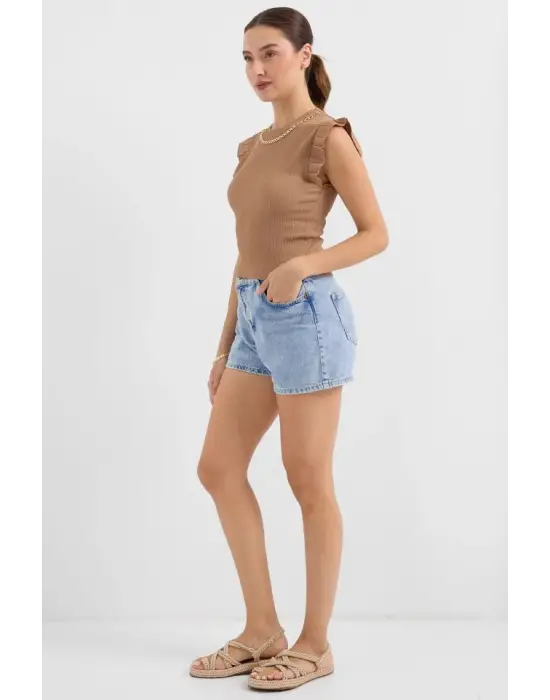 0430 Örme Bluz - Camel