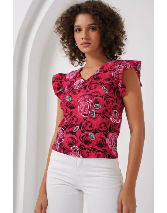 0430 Örme Bluz - D.Kırmızı