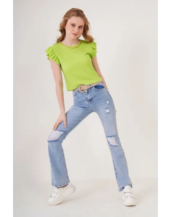 0430 Örme Bluz - E.Yeşil