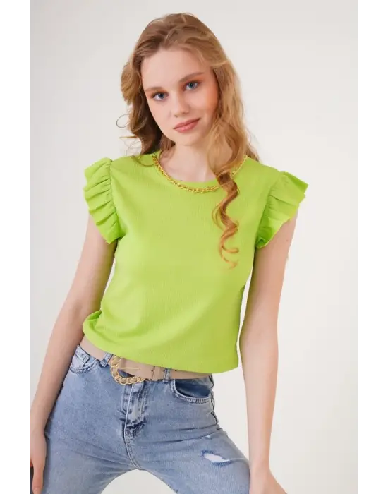 0430 Örme Bluz - E.Yeşil