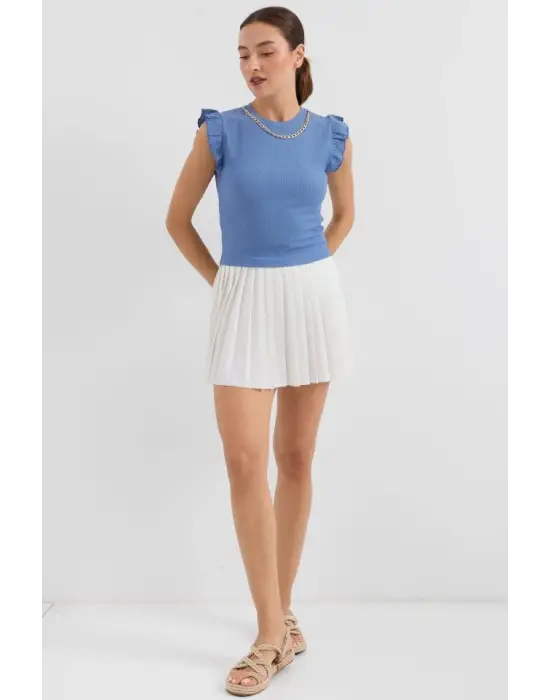 0430 Örme Bluz - İndigo