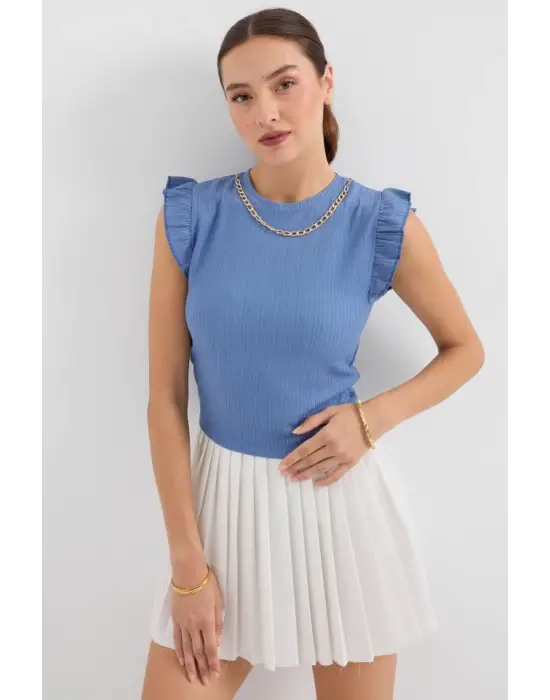 0430 Örme Bluz - İndigo