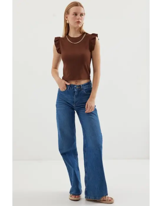 0430 Örme Bluz - Kahverengi