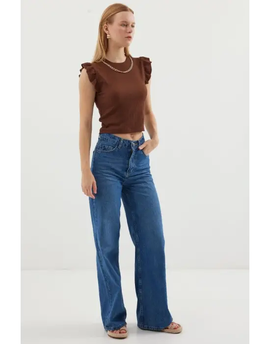 0430 Örme Bluz - Kahverengi