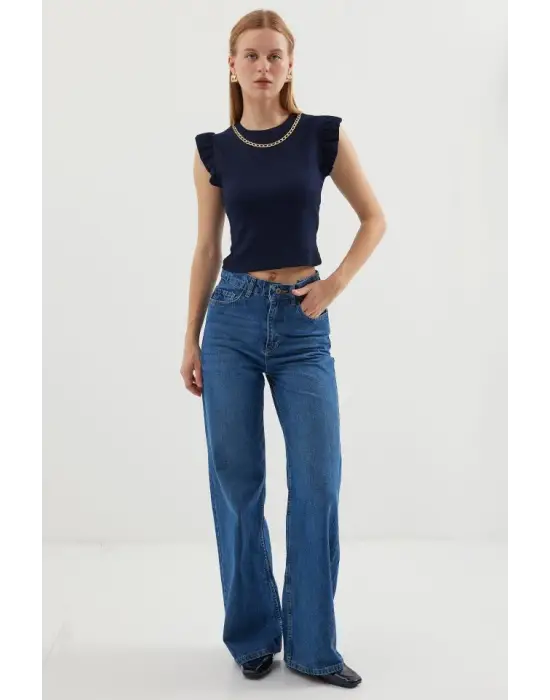 0430 Örme Bluz - Lacivert