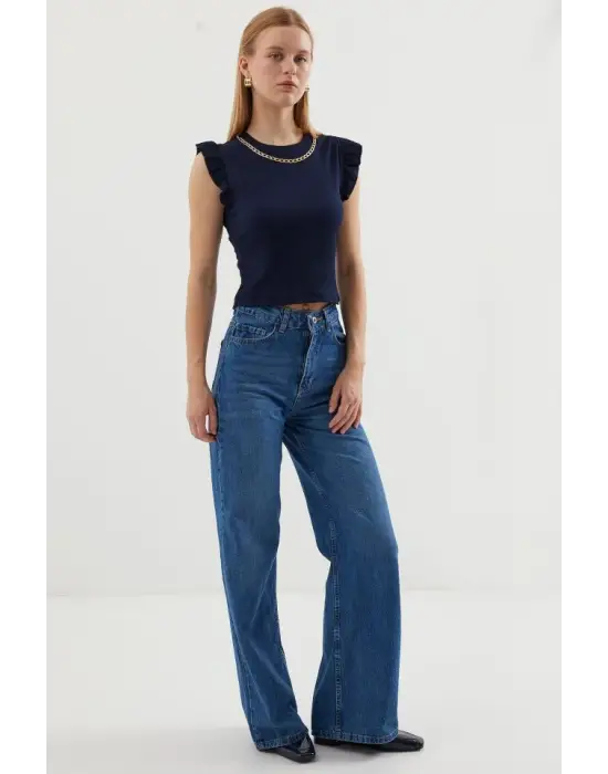 0430 Örme Bluz - Lacivert