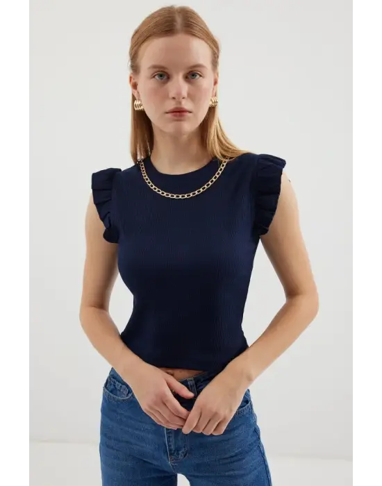 0430 Örme Bluz - Lacivert