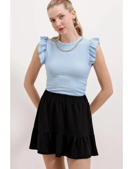 0430 Örme Bluz - Mavi