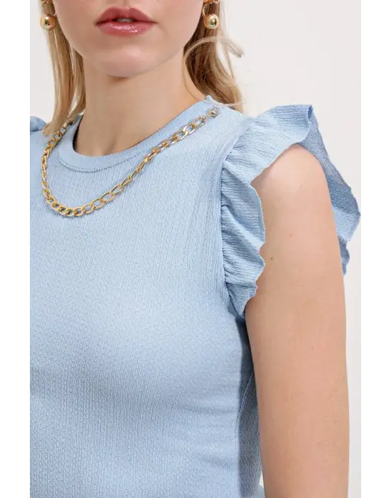 0430 Örme Bluz - Mavi