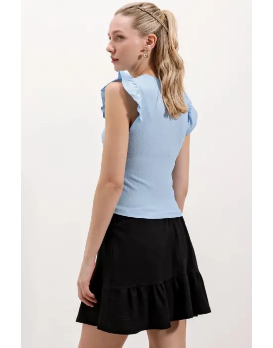 0430 Örme Bluz - Mavi