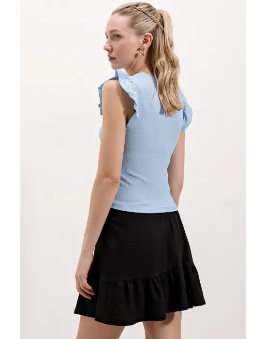 0430 Örme Bluz - Mavi