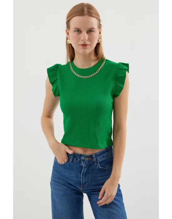 0430 Örme Bluz - Yeşil