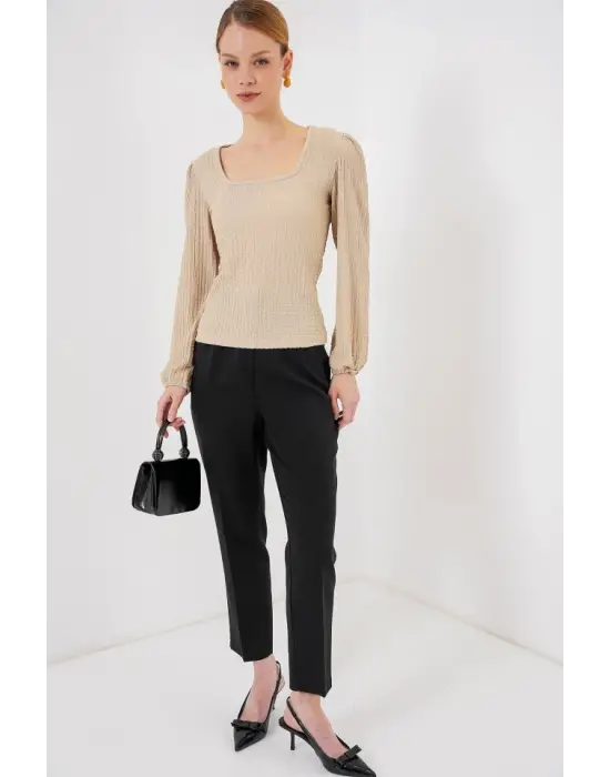 0442 Uzun Kollu Bluz - Bisküvi