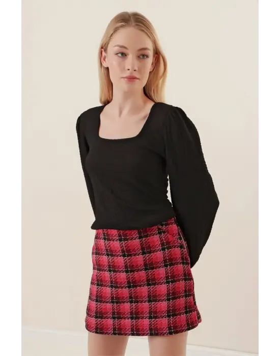 0442 Uzun Kollu Bluz - Siyah