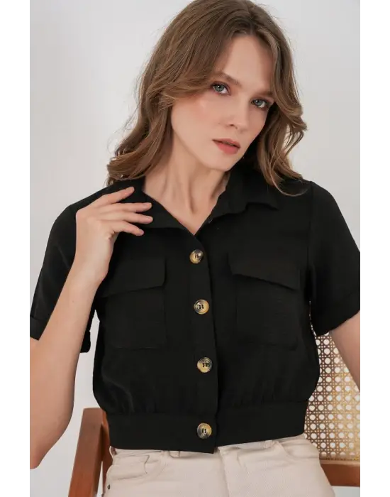 0663 Crop Ceket - Siyah