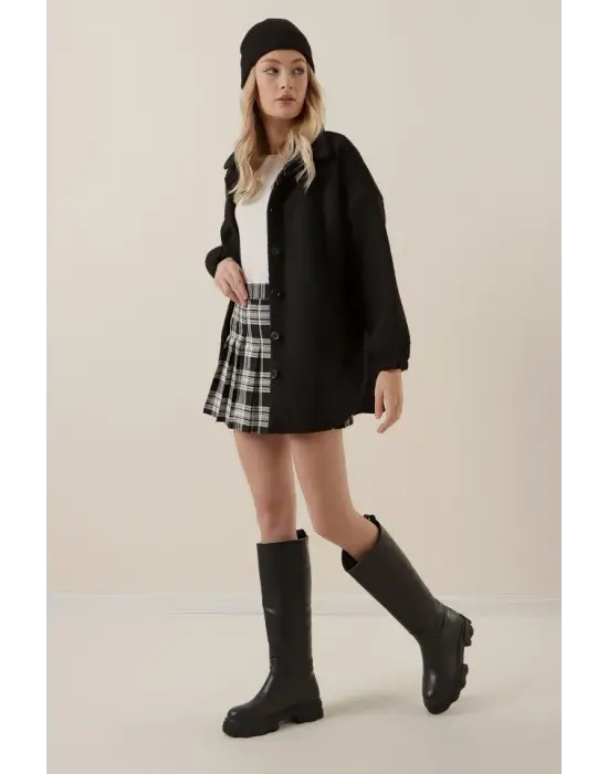 Modern Yün Karışımlı Buklet Ceket