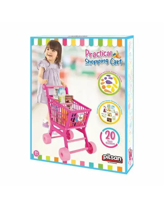 07 608 Pilsan Pratik Pembe Market Arabası (meyve ve sebze)