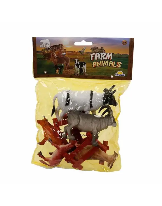 0708 Çiftlik Hayvanları Poşetli Hayvan Oyun Seti Orta Boy- Sunman