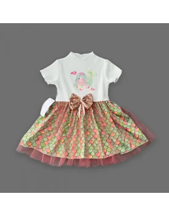 Zarif Denizkızı Desenli Bebek Elbisesi