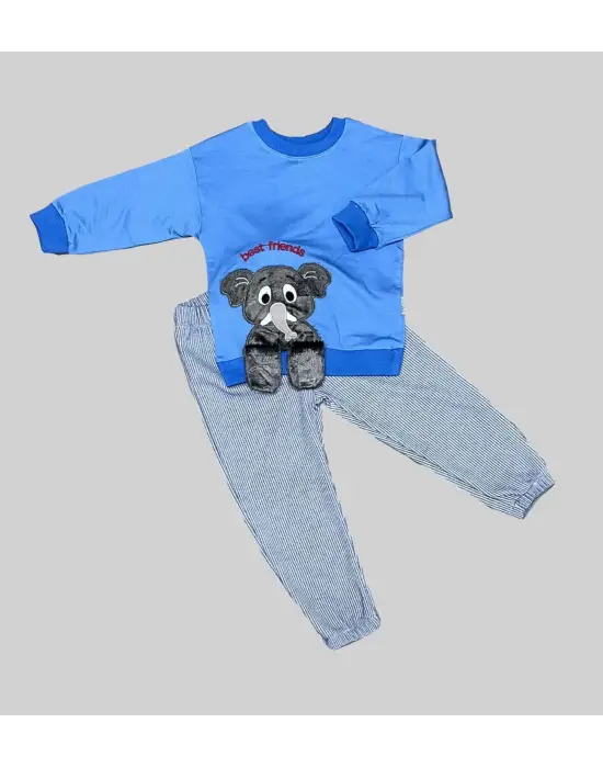 Çocuk Takımı Sallanan Ayak Desenli Sweat Pantolonlu