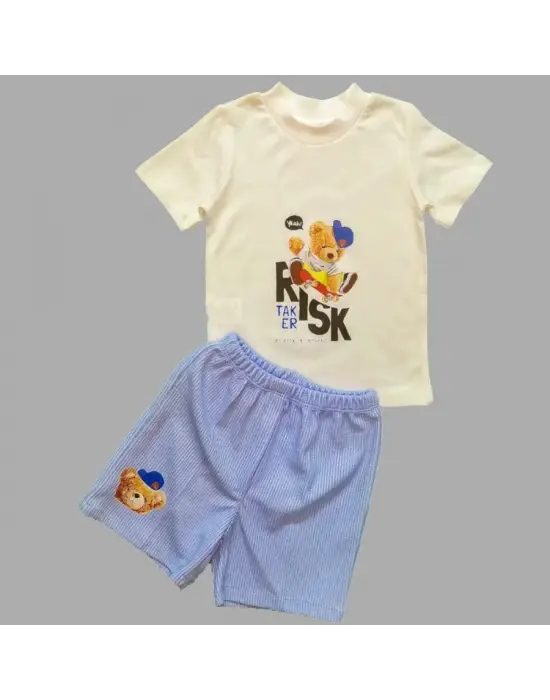 Enerjik Ayı Baskılı Erkek Bebek Takımı