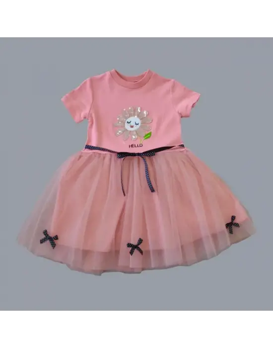 Zarif Çiçek Nakışlı Tütü Elbise