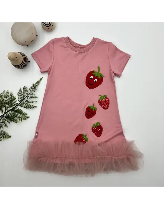 Trend Çocuk Elbisesi 1-2-3 Yaş Fırfırlı Jile