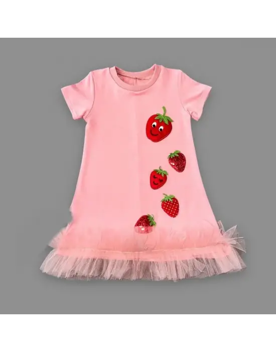 Trend Çocuk Elbisesi 1-2-3 Yaş Fırfırlı Jile