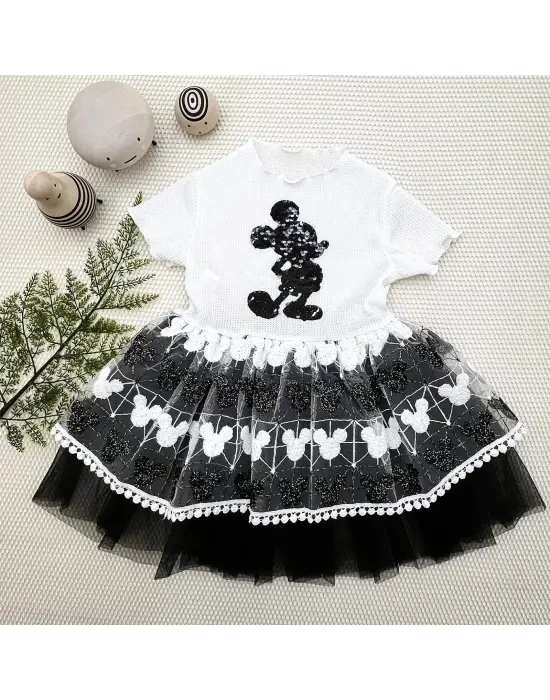 Trend Kız Bebek Elbisesi Mickey Baskılı
