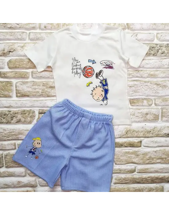 **Çocuk Baskılı Tişört ve Şort Takımı**