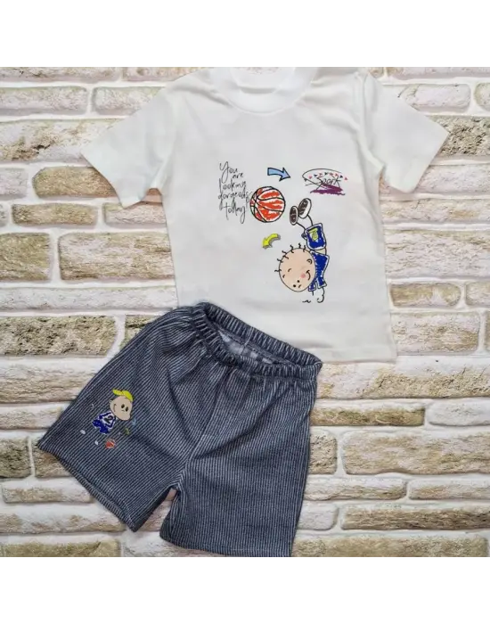 Modern Baskılı Kısa Kollu Bebek Takımı