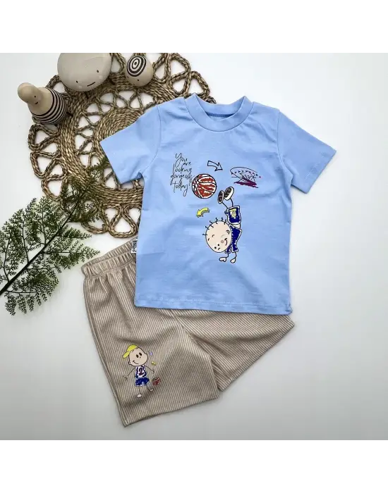 Enerjik Baskılı Erkek Bebek Takımı