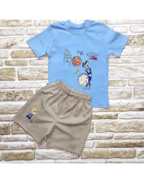 Enerjik Baskılı Erkek Bebek Takımı