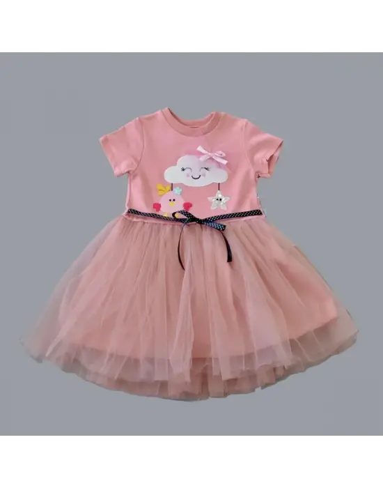 Zarif Tül Tokalı Bulut Civciv Kız Bebek Elbisesi