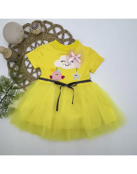 Zarif Nakışlı Kız Bebek Elbisesi